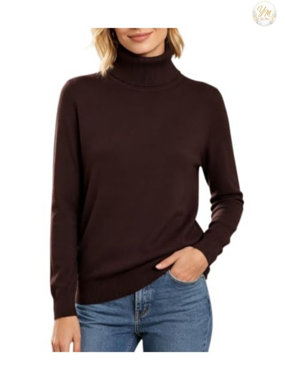 Turtleneck Sweater Women Long Sleeve Pullover Knit Top